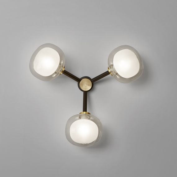 KOSMOS Three-light Italian wall or ceiling light with high-quality glass