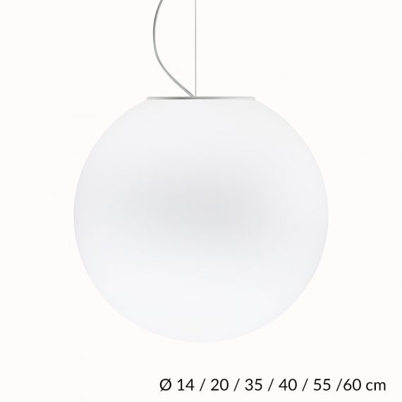 LUNAR pendant light with round, white glass