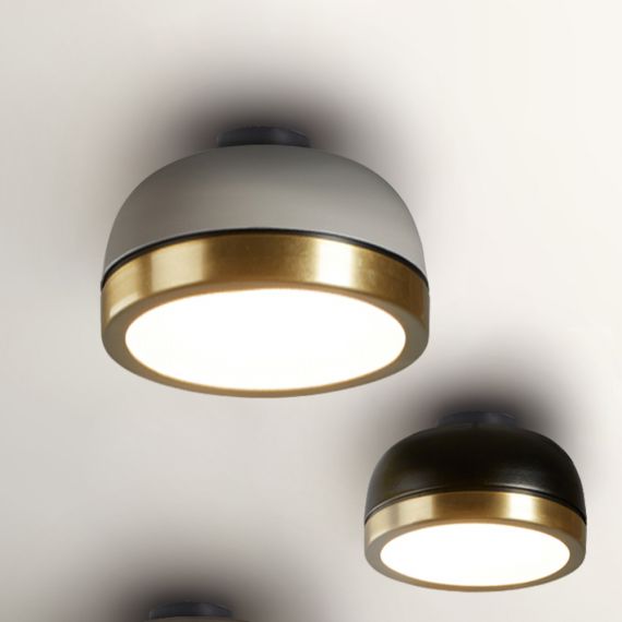 POLLY Semicircular LED ceiling light with brass or copper appliqus