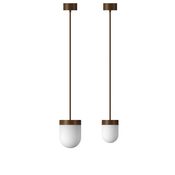 SOJUS rod pendant light with semi-circular glass