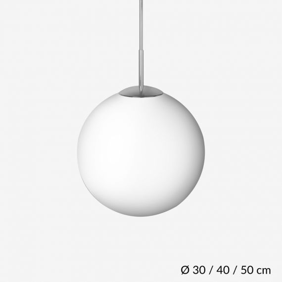 OPTIMO spherical glass pendant light with rod holder