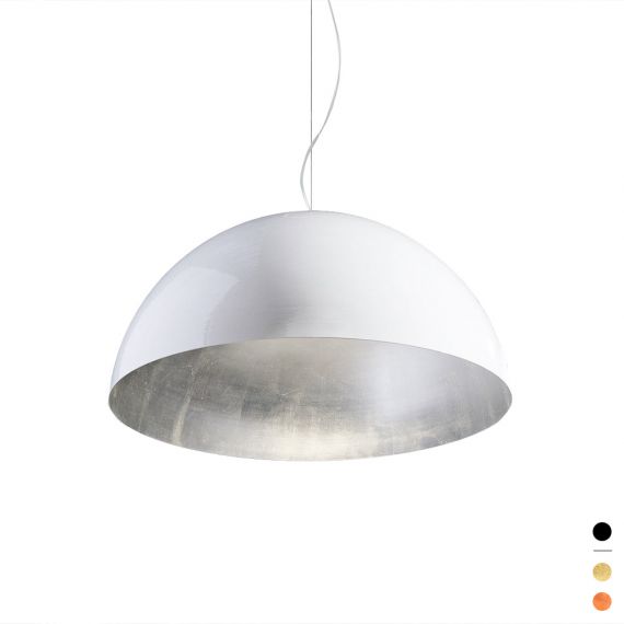 AMEDEO hemispherical pendant light with silver leaf, gold leaf or copper