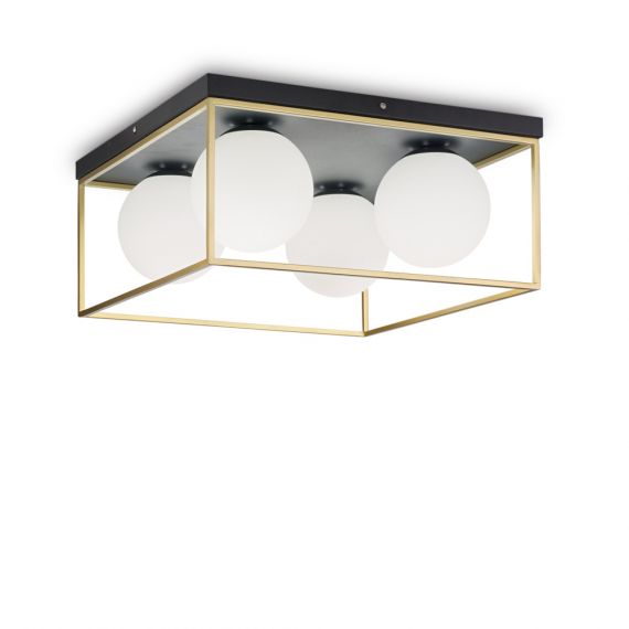LORETTO ceiling light with spherical glass and brass