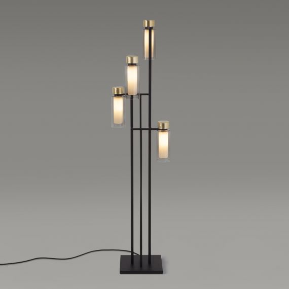 ORIENTE Italian floor lamp with brass and glass tube