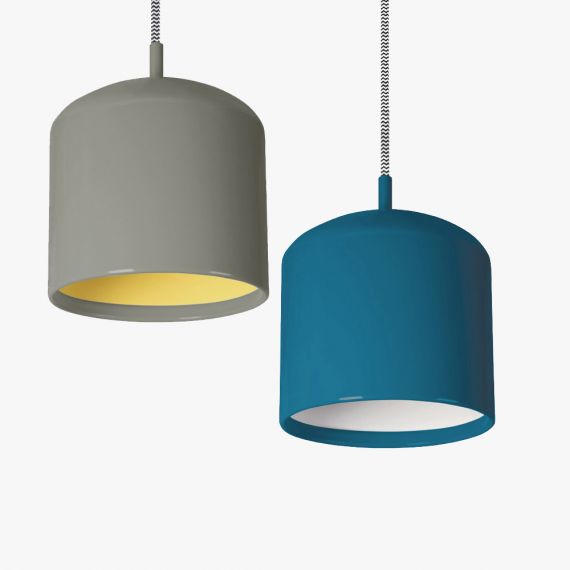DUO Pendelleuchte in Betongrau oder Azurblau