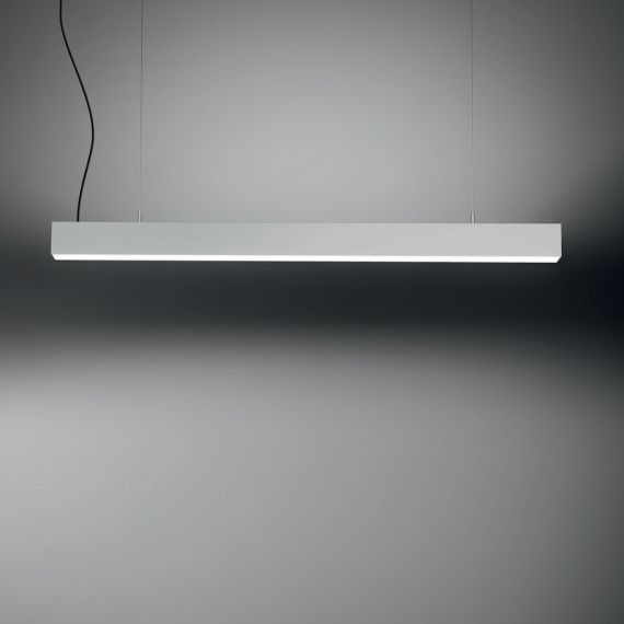 FLUO WIDE BI EMISSION LED Pendelleuchte 120cm Alufarben (einzeln schaltbar)