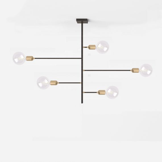 ARCO Long minimalist chandelier with brass details