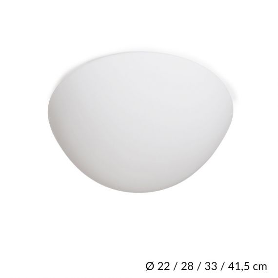 ADEL Semicircular ceiling light made of opal glass