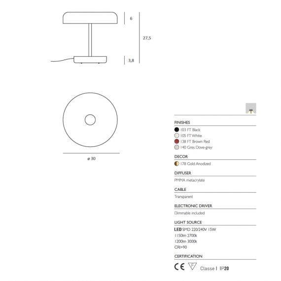 Tischleuchte mit Dimm-Schalter.
