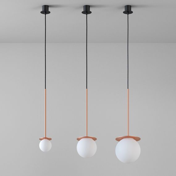 Pendelampe mit Kugelglas in 10, 16 oder 20 cm.