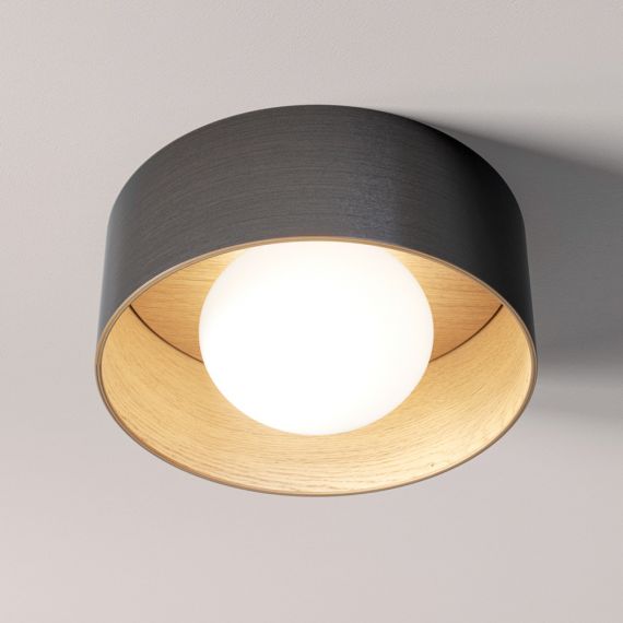 KOBE ceiling light wood and opal glass