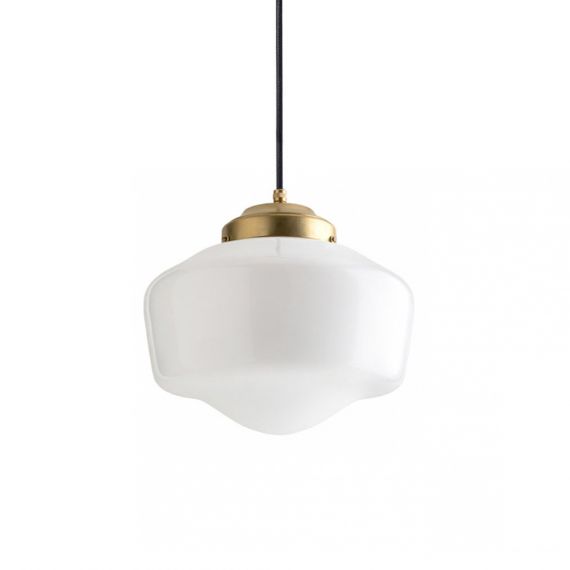 ALVA brass pendant light - opal glass shade