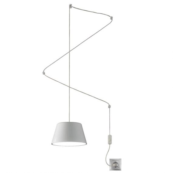 Wei�e Pendelleuchte mit Schalter und Stecker - Sonderangebot