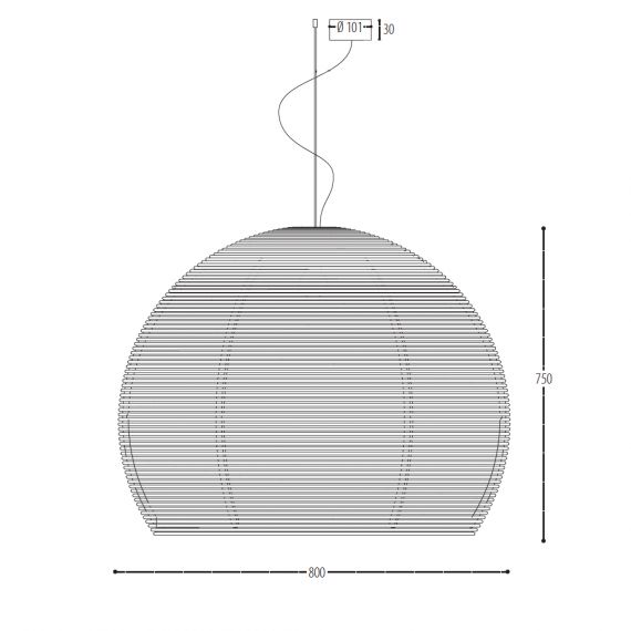Abmessung der Rattan Leuchte 80 cm.