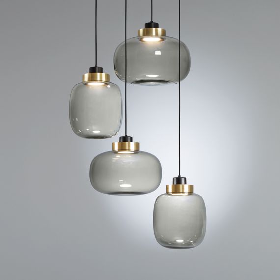 LEGR 4er Kaskade Rauchglas-Pendelleuchte mit LED