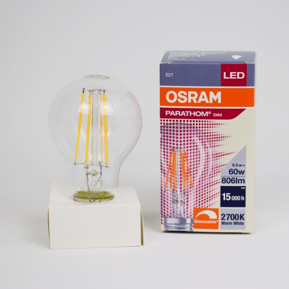 OSRAM Retrofit dimmbar, E27 LED Filament, klar, ersetzt 60 Watt Glühbirne, EEK A++