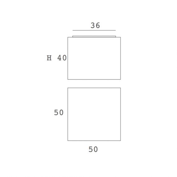 Abmessungen der minimalistischen Leuchte.