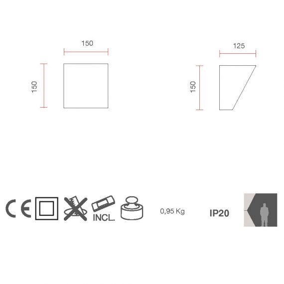 Schlichter Wandfluter aus weißer Keramik