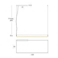ESPADA LED pendant light in rectangular shape Mae und Lngen der 120 cm Version.