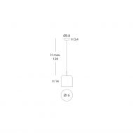 TARRO Kleine Pendelleuchte mit lackiertem Metallschirm Abmessungen der formschnen Leuchte mit 16 cm.