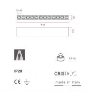 LOLO 12 Lnglicher Deckenspot aus keramischen Material Abmessungen der 12-flammigen Deckenleuchte.