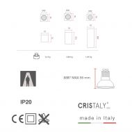 HUG SQ TOP Deckenspot aus keramischen Material Abmessung des quadratischen Deckenspot.