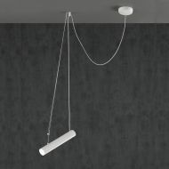 BEPPO Zylindrische Pendelleuchte mit einstellbarerem Spot - 1 bis 6 flammig Einflammige Version in Wei.