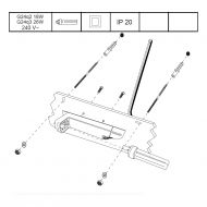 CLUB Rechteckige Wandleuchte aus Keramik Montagezeichnung der Wandleuchte mit G24q2/q3 Sockel.