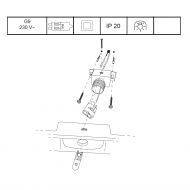 RUDI Quadratische Wandleuchte aus Keramik Montagezeichnung der Wandleuchte mit G9 Sockel.