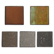 RUDI Quadratische Wandleuchte aus Keramik Oberflchen Corten, Kupfer oxidiert, Stein braun, hellgrau oder schwarz.