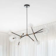 NABILA Modern 10-light chandelier Moderner Kronleuchte in Schwarz/Messing mit Klarglas.