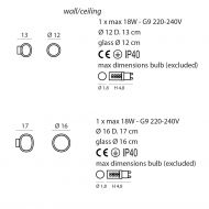 NABILA Kleine Glas-Wandleuchte Abmessungen der Wand- oder Deckenleuchte.