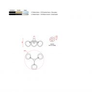 NABILA Glas-Leuchte 3-flammig Abmessungen der Wand- oder Deckenleuchte.