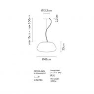 MAIOLE Italienische Pendelleuchte mit Opalglas Abmessung der Pendelleuchte.