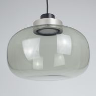 LEGR Opalglas-Pendelleuchte mit LED Lampenhalterung mit Ring in Perlgrau (Rauchglas).