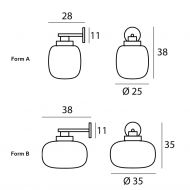 LEGR glass wall light with LED in two sizes Abmessungen der Glas-Wandleuchten.
