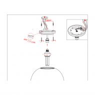 LUNAR Italienische Deckenleuchte mit Opalkugel Montagezeichung der E27 Sockel Wandleuchte.
