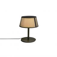 TILLY Schwarze Tischleuchte mit beigem Textilschirm Italienische Tischleuchte mit Textilschirm.