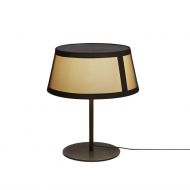 TILLY Schwarze Tischleuchte mit beigem Textilschirm Groe Ausfhrung der Textil Stehlampe.