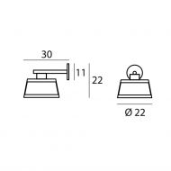 LILLY Schwarze Wandleuchte mit beigem Textilschirm Abmessung der Wandleuchte mit Stoffschirm.