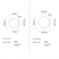 LUNAR Italienische Wandleuchte mit Opalkugel Abmessung der groen Variante mit E27 Sockel und IP40.