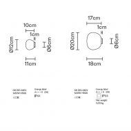 CLEA Italienische Deckenleuchte mit Opalglas Abmessung der kleinen Variante mit G9 Sockel und IP44.