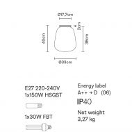 VINCENT Italienische Deckenleuchte mit Opalglas Abmessung der weien Deckenleuchte.