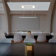 DUPLICO Flache quadratische LED Hngeleuchte mit Raffinesse Italienische LED Leuchte fr den Tisch und fr Indirekte Beleuchtung.