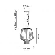 SAYA 45 Italian pendant light with ornate glass Abmessung der kleineren HAYA Variante.