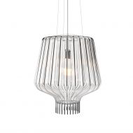 SAYA 45 Italian pendant light with ornate glass Glnzend verchromte Haltung mit eingeblasenem Glasschirm.