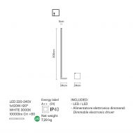 PIVOT Lange LED Bodenstehleuchte Abmessung und Lumen der langen Bodenstehleuchte.