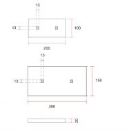 FLAT Flache 2-flammige LED Deckenleuchte Abmessungen der rechteckigen Deckenleuchten.