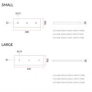 FLAT Flat 3-light LED ceiling light Lumen und Abmessung der beiden Deckenspots.