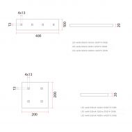 FLAT Deckenleuchte mit 4 LED Spots Abmessungen und Lumen des Deckenspots.